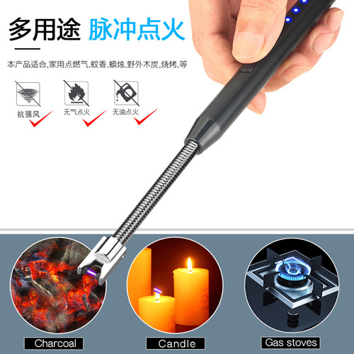 Creative multifunctional rechargeable ignition gun usb pulse arc hose lighter 360 degree rotating igniter cross-border