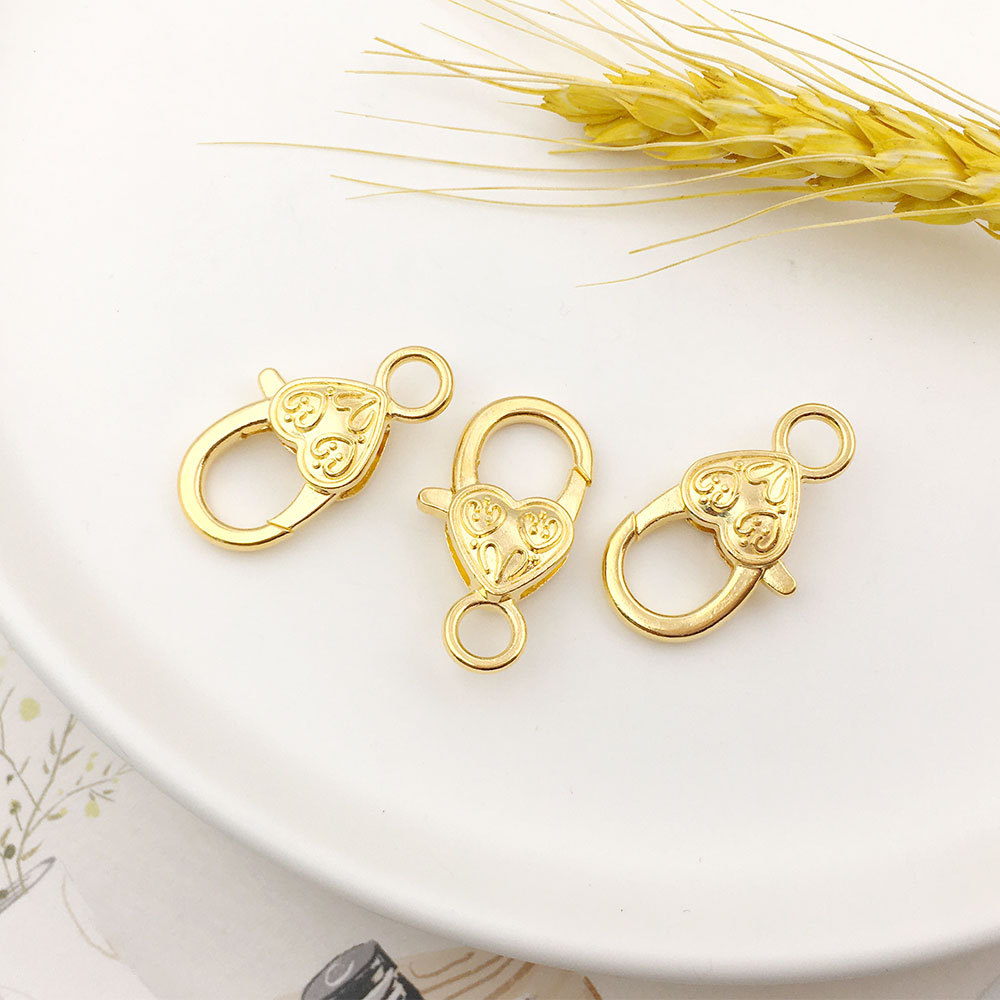 Melocotón hebilla de langosta en forma de corazón accesorios de llavero bricolaje hardware de equipaje hebilla de langosta en forma de corazón de aleación de zinc