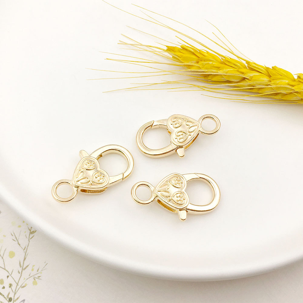 Melocotón hebilla de langosta en forma de corazón accesorios de llavero bricolaje hardware de equipaje hebilla de langosta en forma de corazón de aleación de zinc