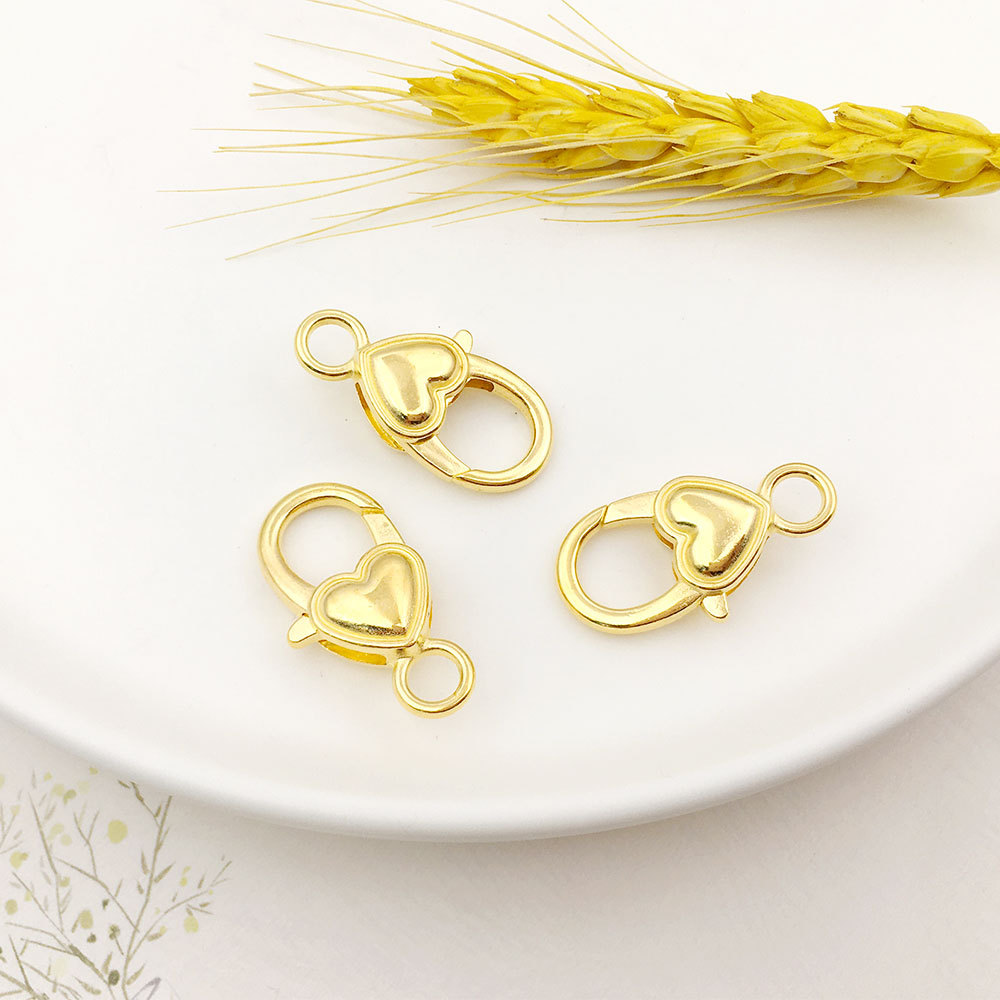 Melocotón hebilla de langosta en forma de corazón accesorios de llavero bricolaje hardware de equipaje hebilla de langosta en forma de corazón de aleación de zinc