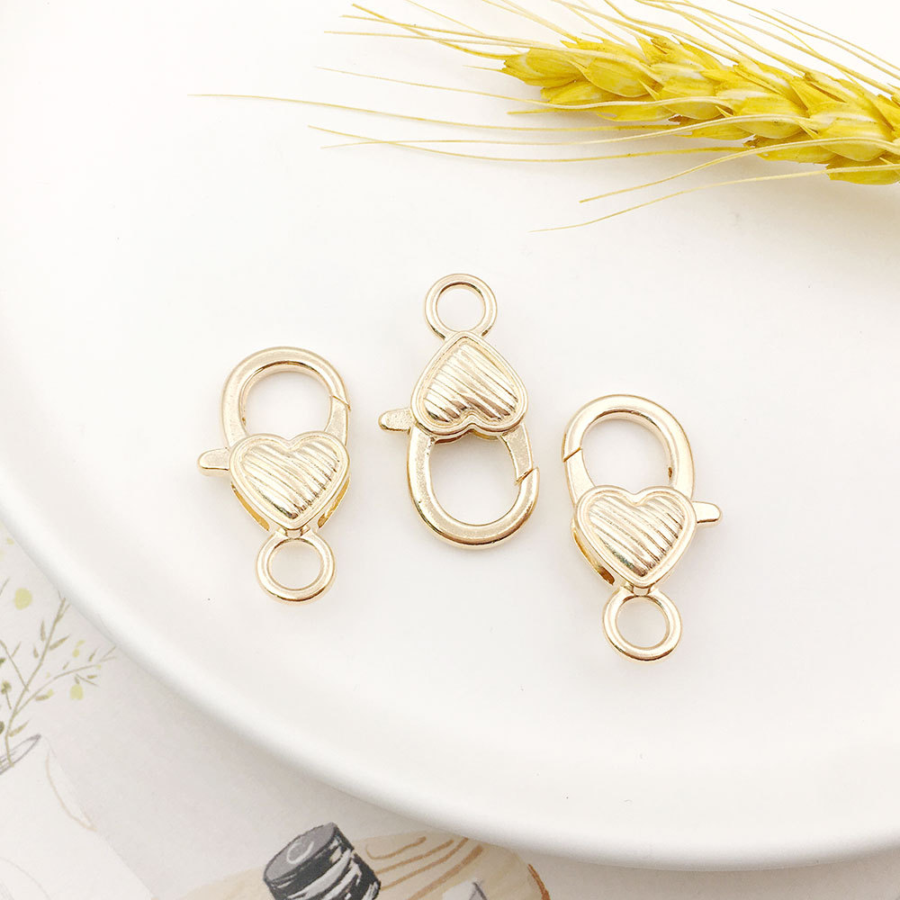 Melocotón hebilla de langosta en forma de corazón accesorios de llavero bricolaje hardware de equipaje hebilla de langosta en forma de corazón de aleación de zinc