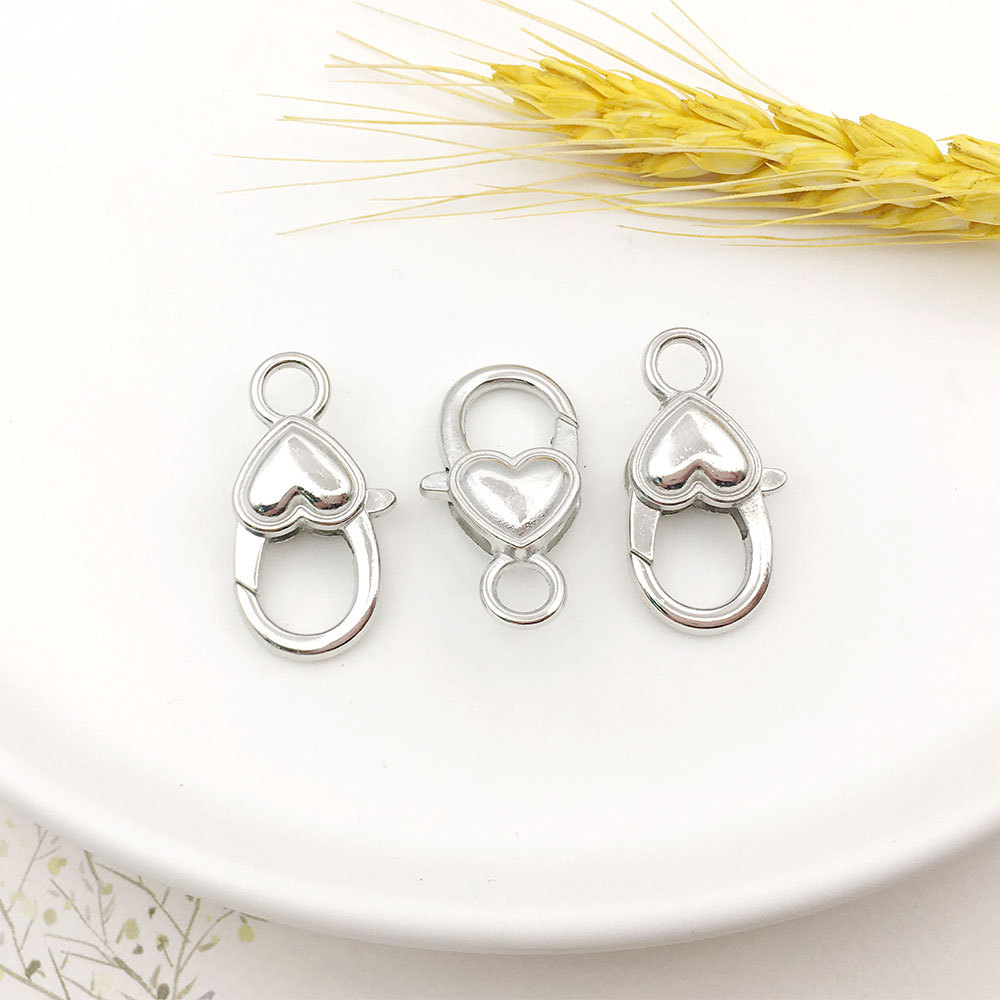 Melocotón hebilla de langosta en forma de corazón accesorios de llavero bricolaje hardware de equipaje hebilla de langosta en forma de corazón de aleación de zinc