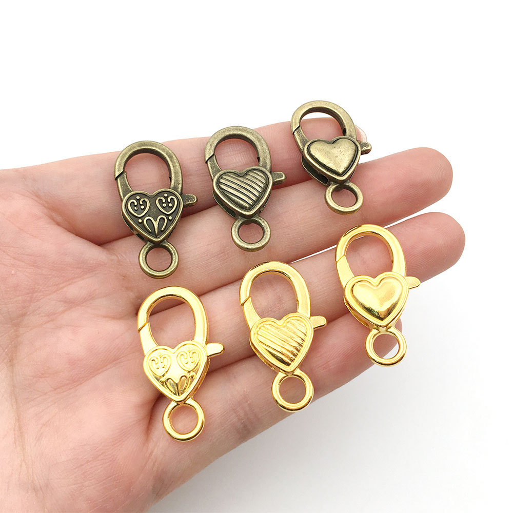 Melocotón hebilla de langosta en forma de corazón accesorios de llavero bricolaje hardware de equipaje hebilla de langosta en forma de corazón de aleación de zinc