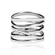 贝迪亚马逊热卖镀925银5圈缠绕戒指 欧美创意朋克风punk订婚指环