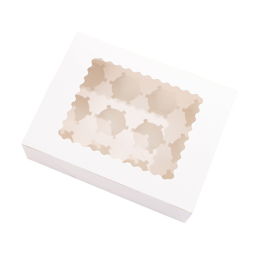 Wholesale windowed kraft paper box for baking muffin and cupcake packaging, 12-pack cupcake boxes