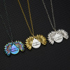 Cross -border explosion you are my sunshine to sunflower necklace to open the engraved double -sided pendant necklace