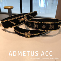 氣質復古鏈條絲絨發箍女秋冬網紅百搭外出頭箍洗臉壓髮帶韓國頭飾