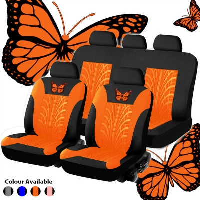 Universal seat cover – Butterfly Embossed Tire Pattern Export - orange-2-piece-set-single-seat-in-front-row