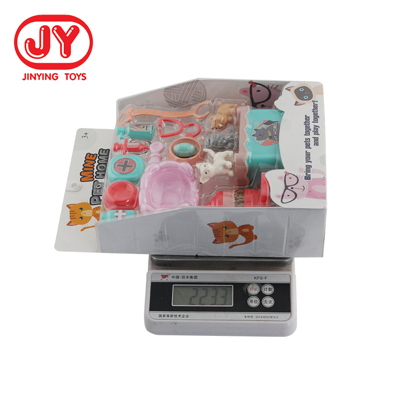 Suministro transfronterizo de animales para niños Casa de juegos de simulación de juguete mascota gato equipo médico serie fábrica de juguetes al por mayor