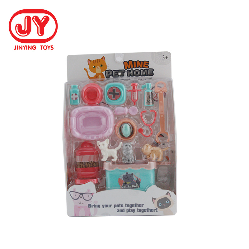 Suministro transfronterizo de animales para niños Casa de juegos de simulación de juguete mascota gato equipo médico serie fábrica de juguetes al por mayor