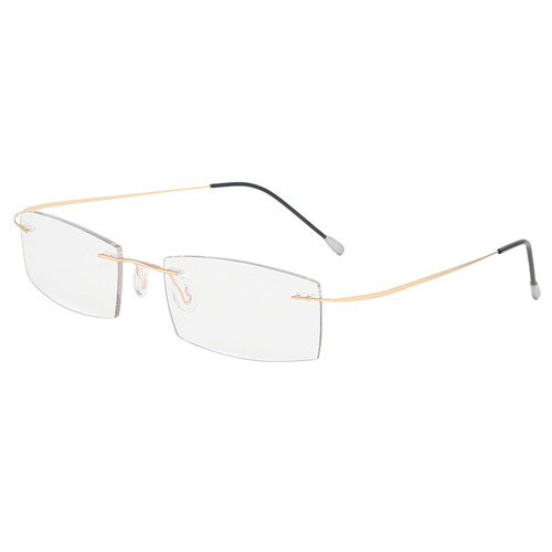 Alloy frameless reading glasses for men and women and the elderly, trimmed ultra-light business high-definition resin reading glasses, anti-blue light