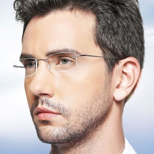 Alloy frameless reading glasses for men and women and the elderly, trimmed ultra-light business high-definition resin reading glasses, anti-blue light
