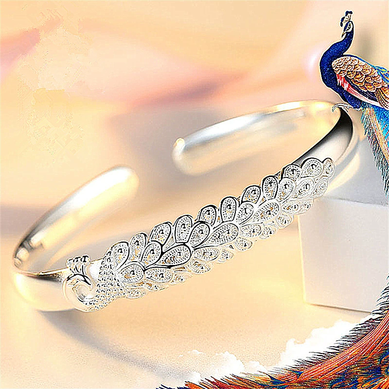 Юйхуа павлин открытая bracelet, резьбленное серебряное браслет, модная яркая серия, прямое применение животное браслет