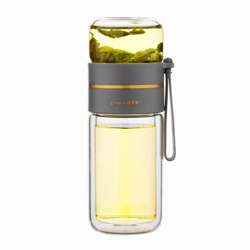 Gift double-layer cup wholesale household portable tea cup high-value water cup tea water separation high temperature resistant glass cup