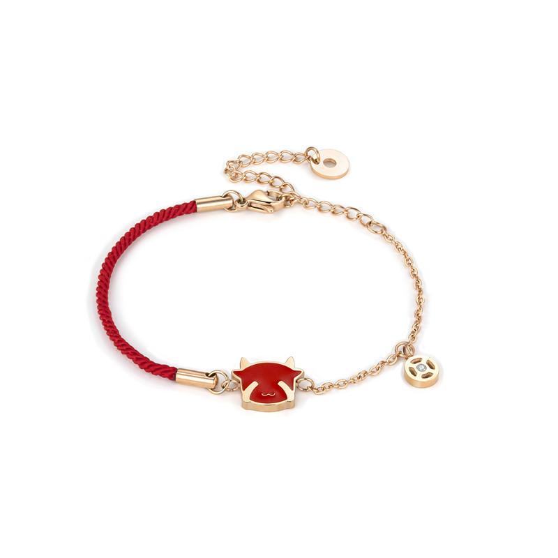 New Zodiac Festive Cow Real Diamond Bracelet Animal Year Transfer Red Rope Female Cute Cow Bracelet Bracelet with Certificate