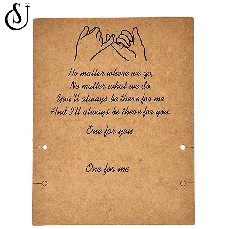 厂家批发亚马逊外贸拉钩手祝福友谊卡片手链纸卡饰品包装纸手作