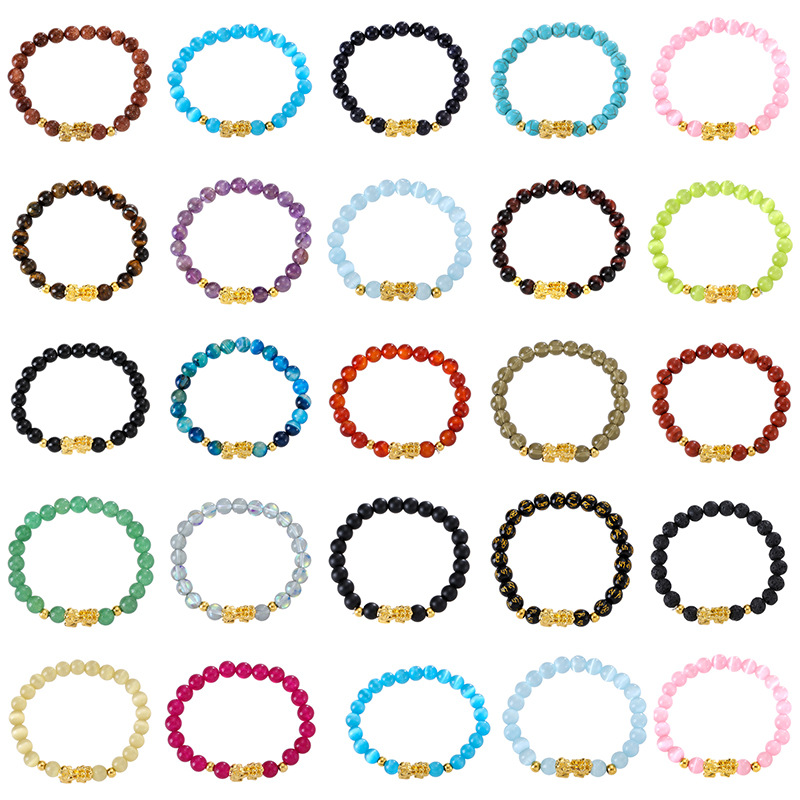 fashionable black organic women's bracelet natural stone