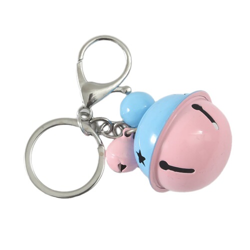 Creative DIY Gift Keychain Bag Hook Decor Double Color Candy 4cm Striped Enamel Bell Christmas Ornament Wholesale