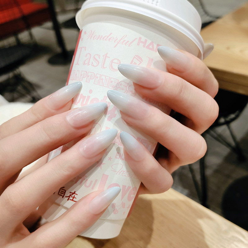 JB gradiente desgaste manicura acabado falso parche de uñas manicura uñas pegatinas largo moda gradiente estilo europeo y americano fabricantes