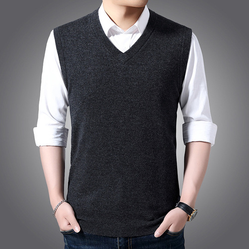 Autumn/Winter Men's V-Neck Casual Sleeveless Knit Vest I1680