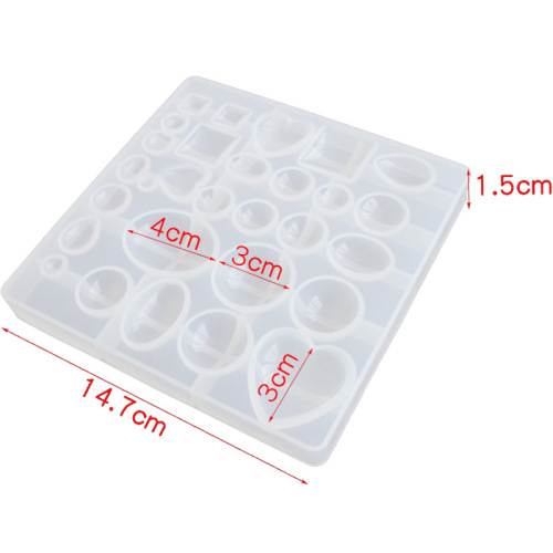 35-piece set crystal resin time gem silicone mold epoxy resin pendant necklace base jewelry grinding tool