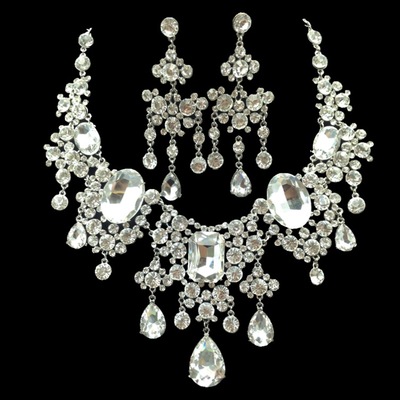 new pattern Bride jewelry Rhinestone Europe and America Necklace Earrings suit Wedding dress Accessories