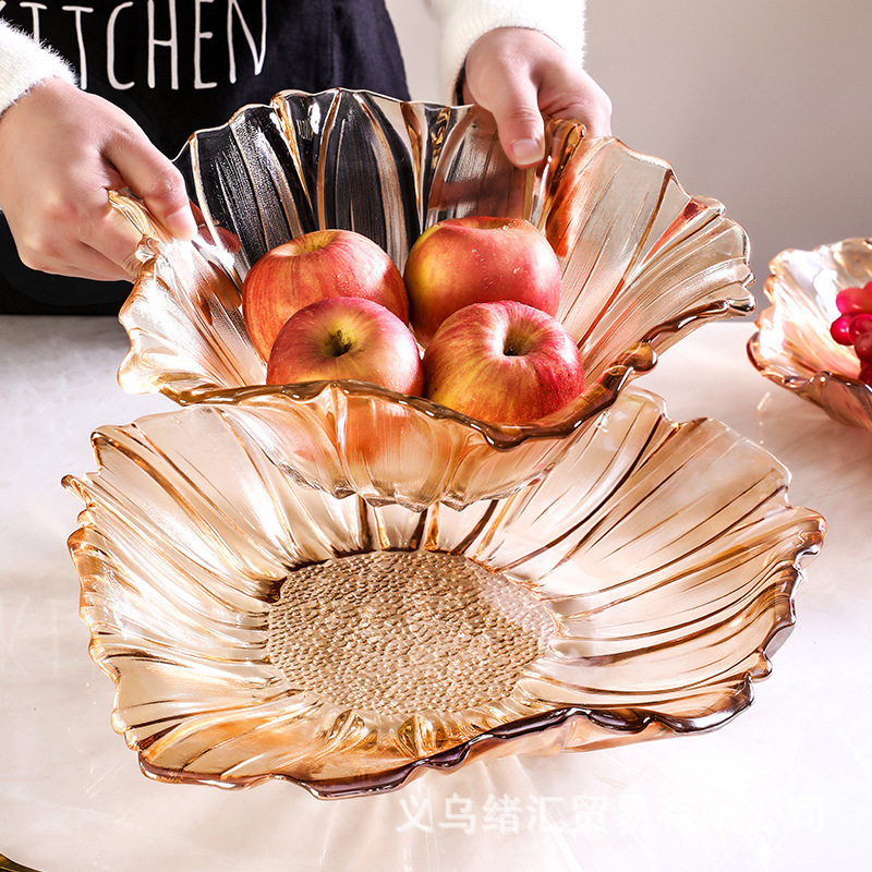 Living room home fruit plate Nordic style creative personality Internet celebrity large fruit plate modern minimalist crystal glass plate