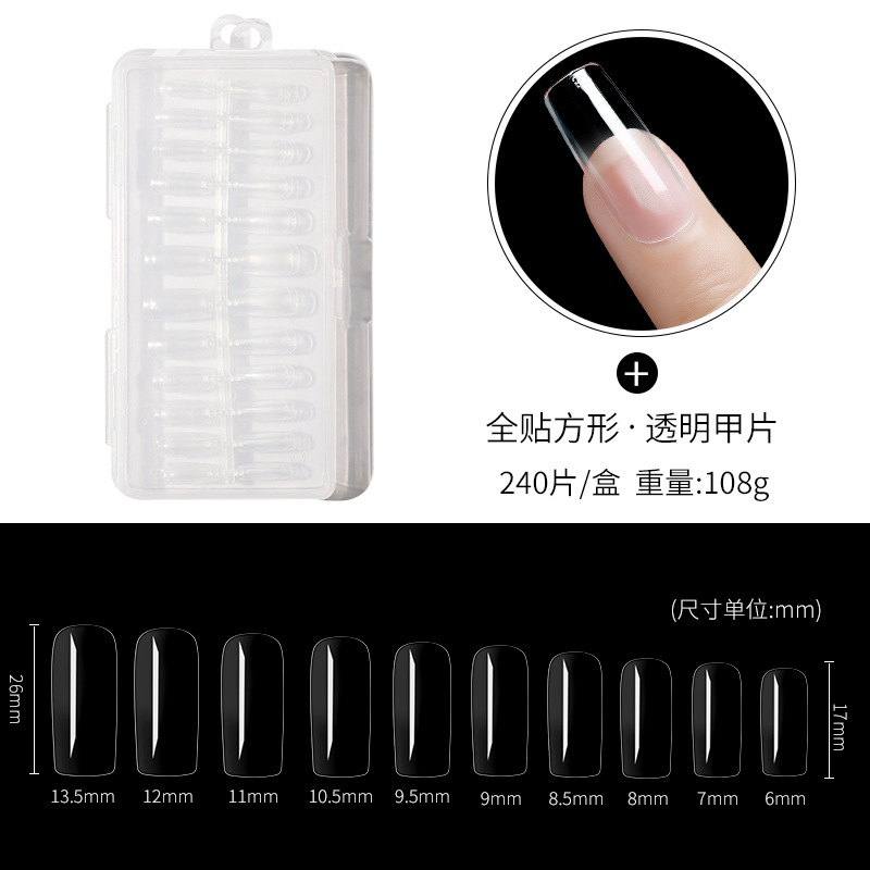 Talla libre ultrafino transparente 240 piezas en caja Mingmei pieza de clavo Ballet redondo transparente pieza de clavo completo