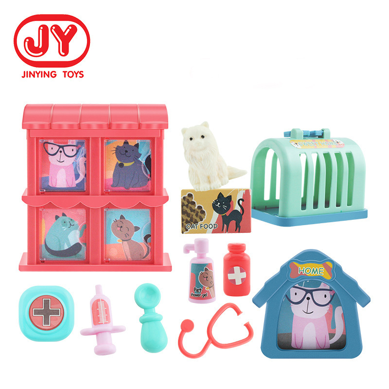 Amazon suministro niños jugar casa juguetes simulación gato equipo médico serie blister paquete fábrica al por mayor
