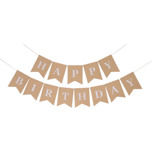 New birthday party decoration atmosphere layout supplies forest kraft paper letters happy birthday fishtail flag