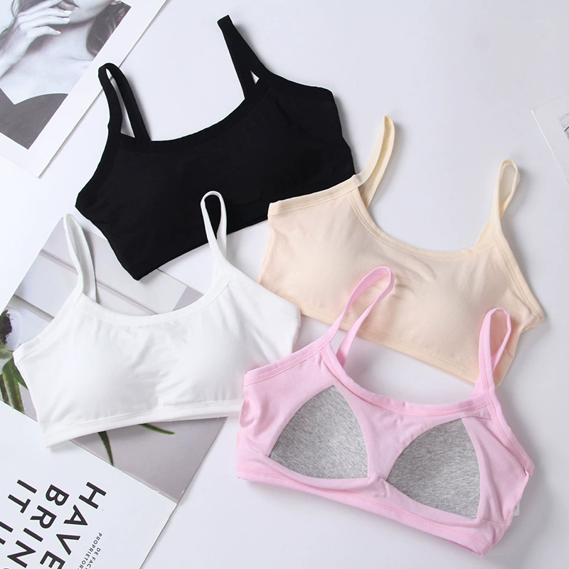 Underwear for students, cotton top with cups, short protective underware, bra top
