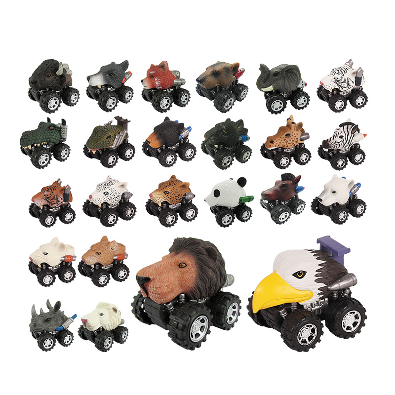 Nueva simulación transfronteriza modelo de animal salvaje mini inercia Tire hacia atrás coche juguete para niños Tire hacia atrás coche niño juguete