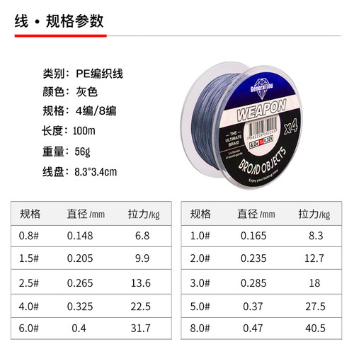Weihe lure fishing line PE line braided line 4 braids 8 braids Dali horse line strong pulling force main line sub-line fishing line wholesale