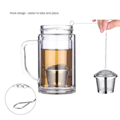 E-commerce stainless steel 304 tea filter with lid chain tea bucket shaped tea drain kitchen Weibao tea ball tea infuser