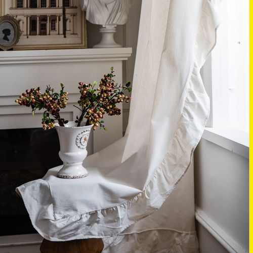 Yimanqiyun curtains finished ruffled white French small window kitchen curtains cotton and linen semi-blackout curtains