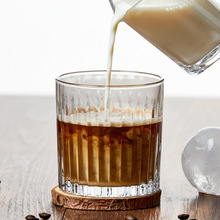 古典竖纹威士忌玻璃酒杯冰咖啡杯美式拿铁咖啡杯子条纹洋酒杯水杯