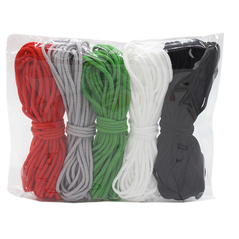 芭玛现货3mm圆彩色一次性口罩耳带儿童耳挂平面口罩松紧带 圆绳带