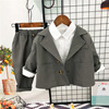 Spring children's classic suit jacket for boys, dress, set, trend of season, wholesale