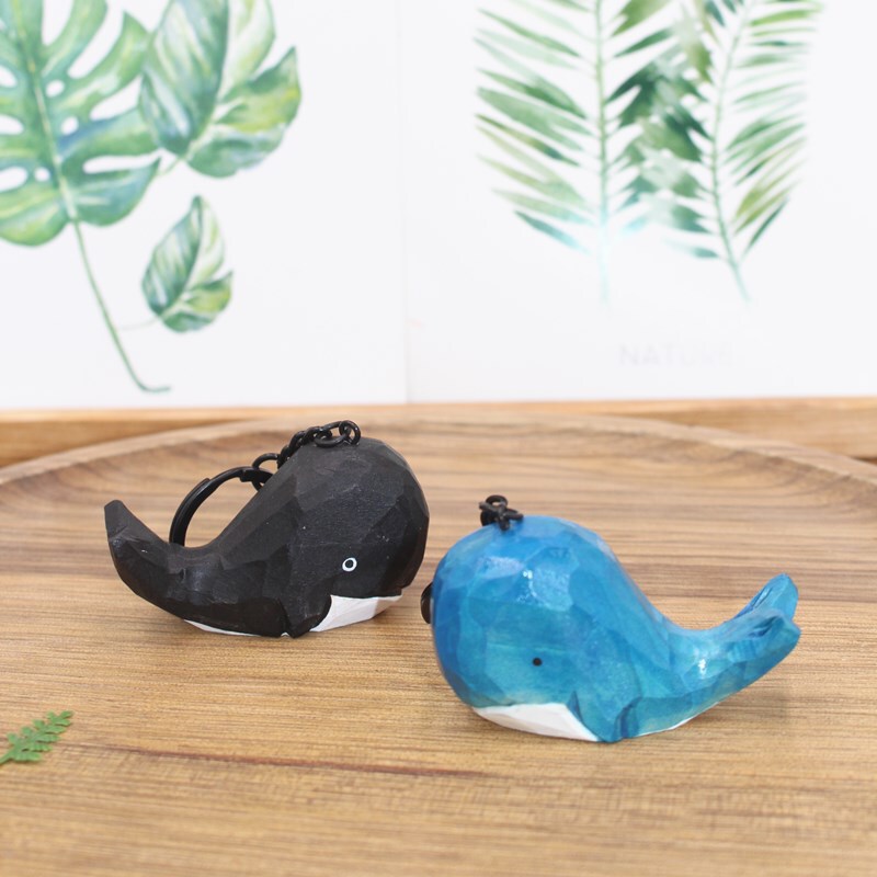 Aoki Fan Wooden Small Whale Pendant Log Carving Creative Handmade Wood Animal Bag Hanging Wooden Products