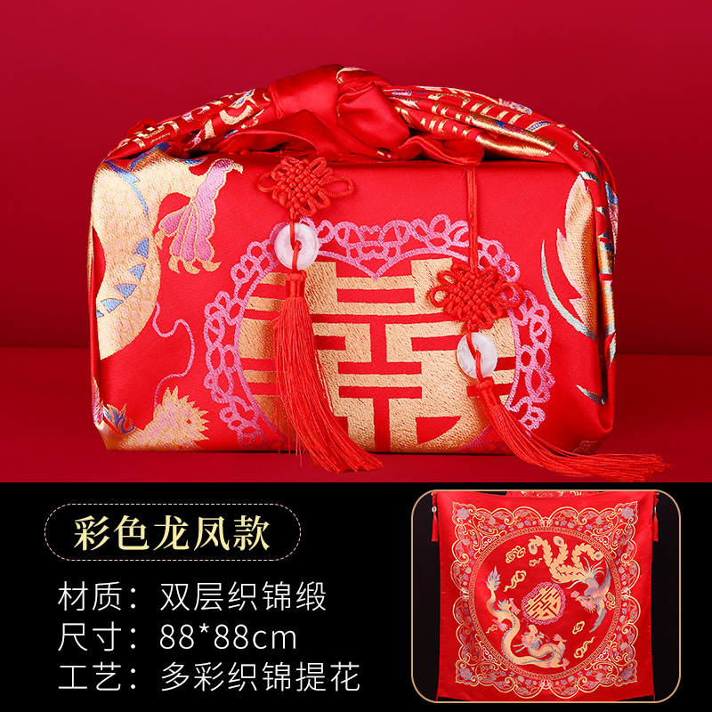 Envoltura de boda de cuero suministros de la boda de la cuenca envoltura de tela jacquard rojo tela novia dote