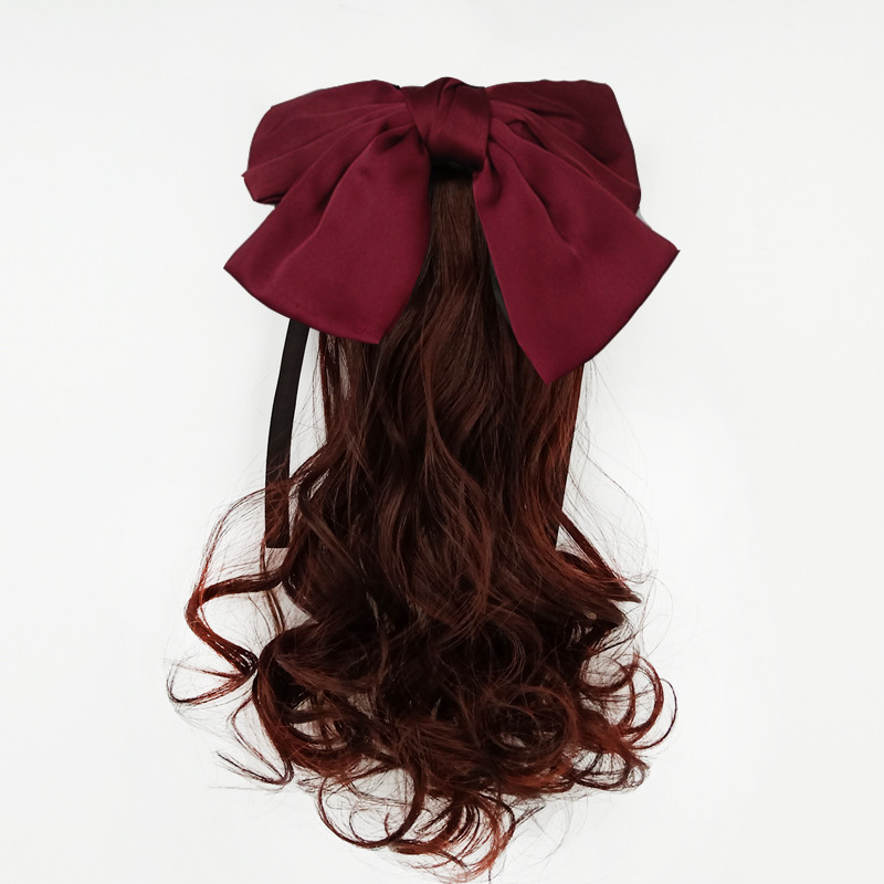 Peluca de cola de caballo para niños Peluca de arco de pelo rizado de longitud media para niñas Cola de caballo atar rollo Cola de Caballo accesorios para el cabello para niños