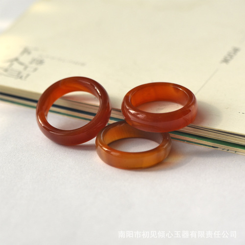 Factory Price Round Black White Red Green Blue Rose Red Agate Ring for Women Gray Purple Agate Ring Ring Fashion