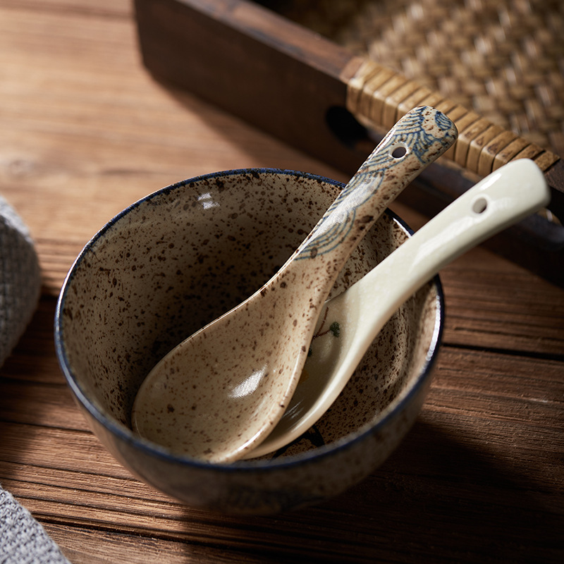 Cuchara de cerámica cuchara de sopa japonesa múltiples Lotus Willow bajo vidriado cuchara de color cuchara de arroz hogar comercial hotel restaurante