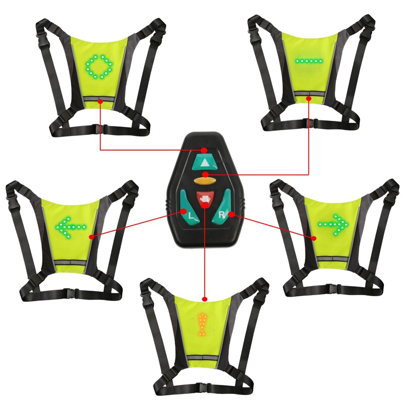 Wireless remote control warning luminous bicycle LED turn light bag luminous vest riding vest luminous bag Wireless remote control warning luminous bicycle LED turn light bag luminous vest riding vest luminous bag