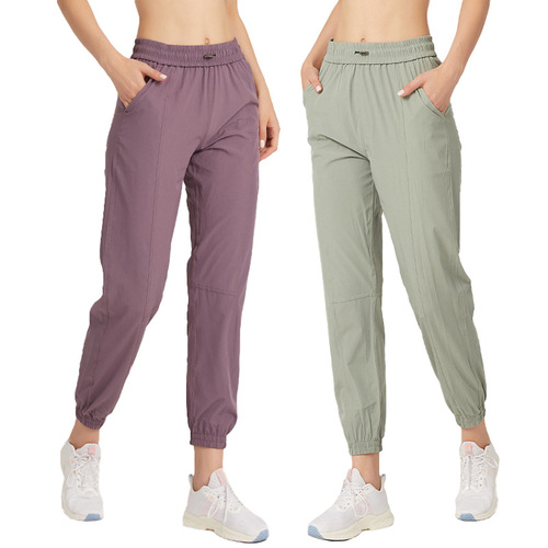 Cross-border loose casual trousers for women, thin drawstrings, slimming running fitness pants, thin leg-cuffed pants, yoga training