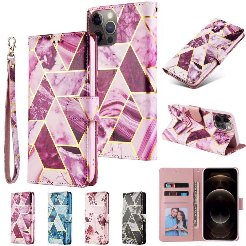 Foreign trade iphone16 phone case gilding plating stitching marble flip leather case 15promax/14 Foreign trade iphone16 phone case gilding plating stitching marble flip leather case 15promax/14