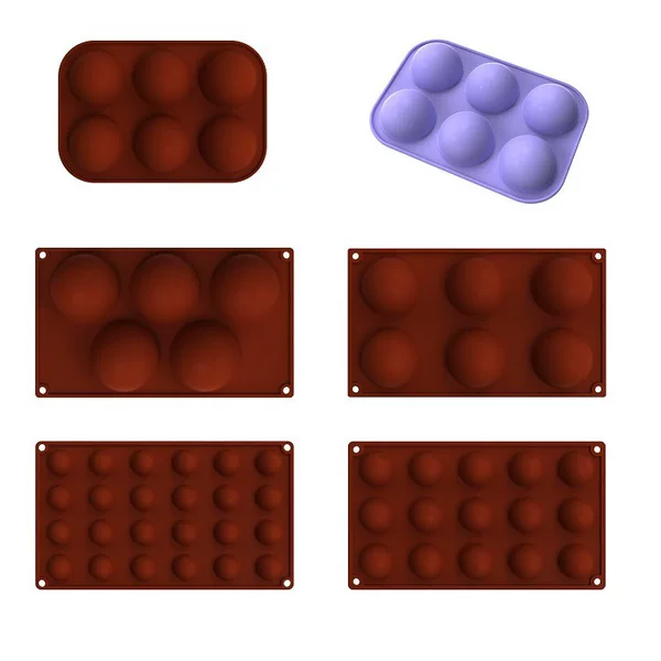 6-Cavity, 24-Cavity, 5-Cavity Large and Small Semi-Circular and Half-Spherical Mousse Silicone Chocolate Mold Baking Cake Mold