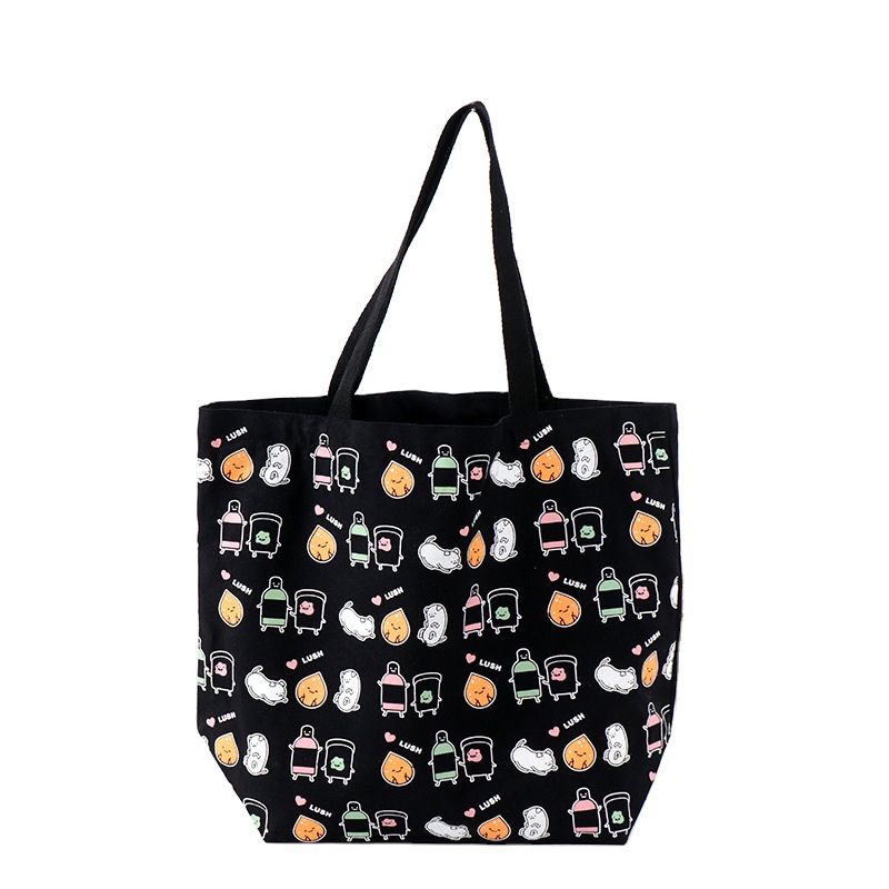 Creativo gran capacidad estudiante hombro bolso personalizado color impresión ropa compras lienzo logotipo personalizado al por mayor