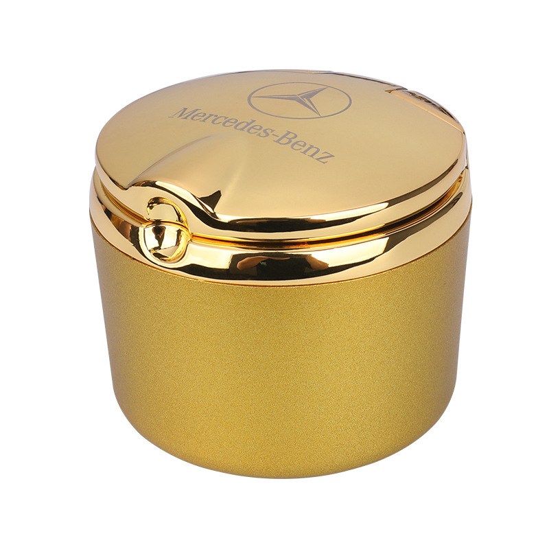 Logo Laser – Mercedes-Benz Car ashtray - gold-full-metal-mirror-lid