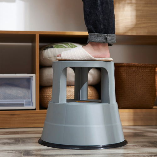 Carefully selected plastic universal wheel stools for household high stools, library foot step stools, multifunctional removable telescopic round stools